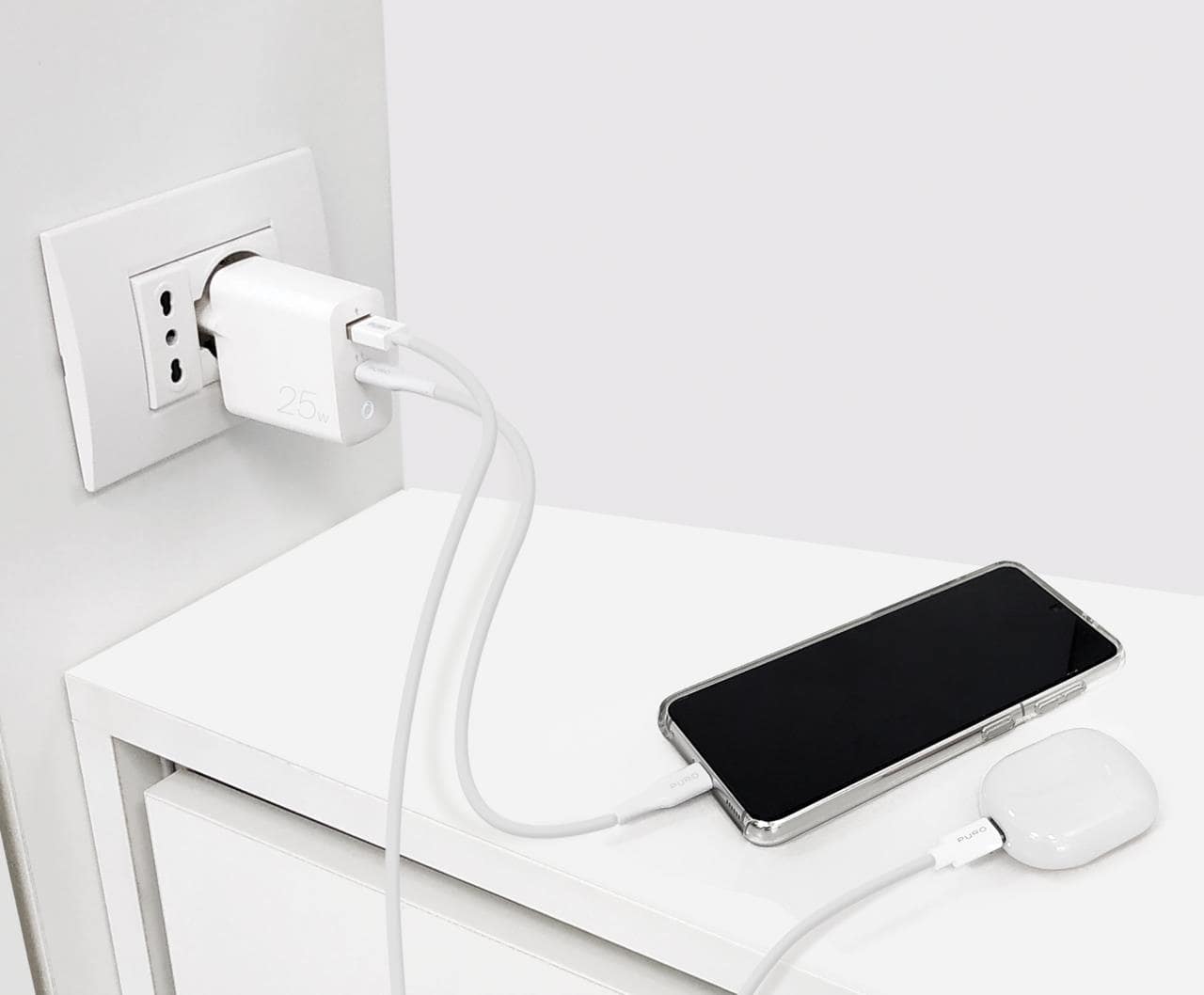 Puro Caricabatterie Da Parete Con Porta USB-A E USB-C 25W