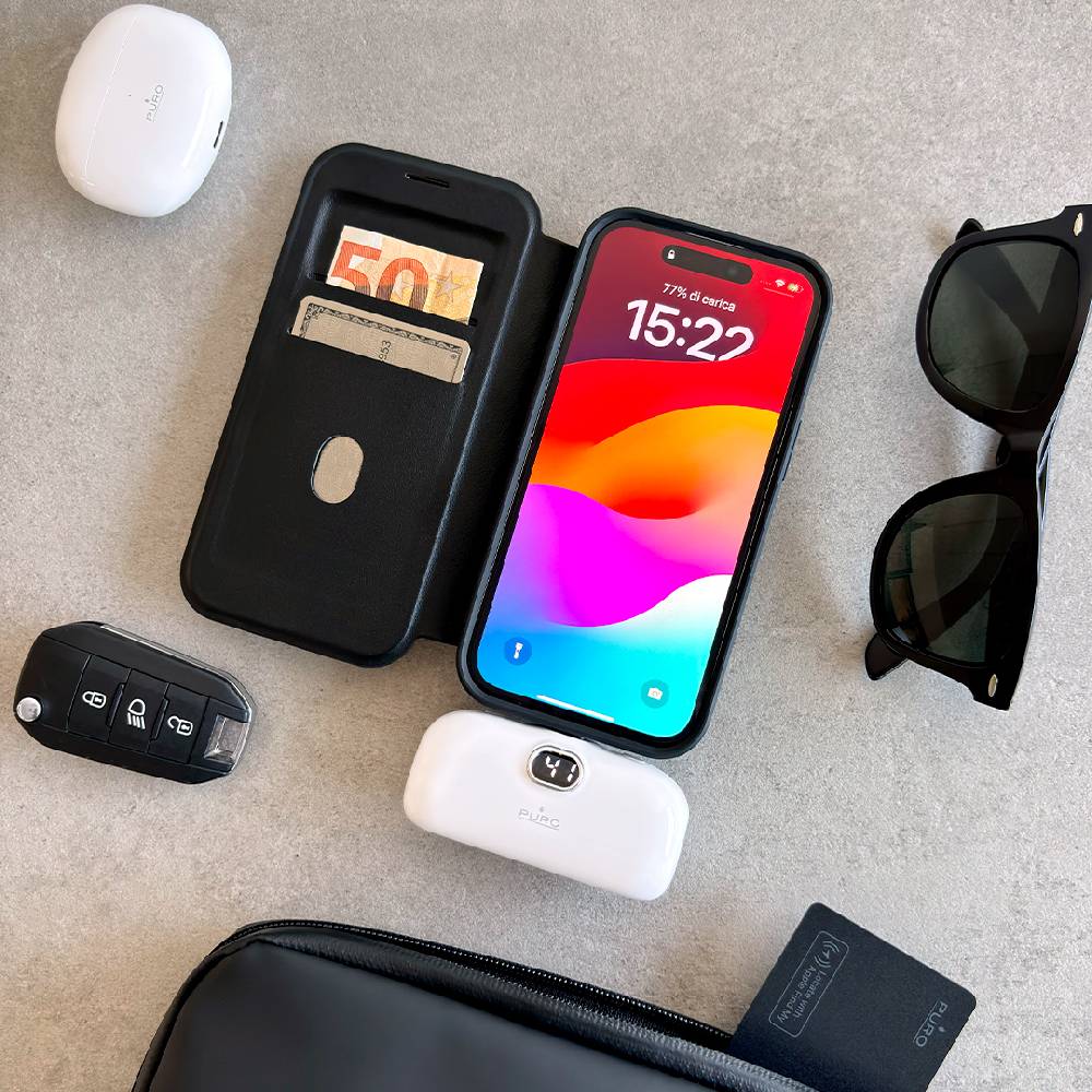 Puro Power Bank 5000mAh USB-C Con Connettore Integrato Plug 5