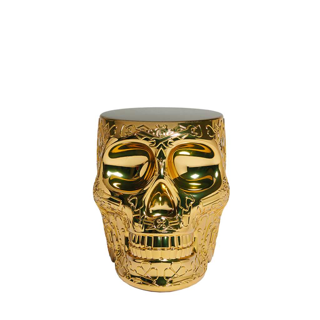 Qeeboo Mexico Stool and Sidetable Metal Finish