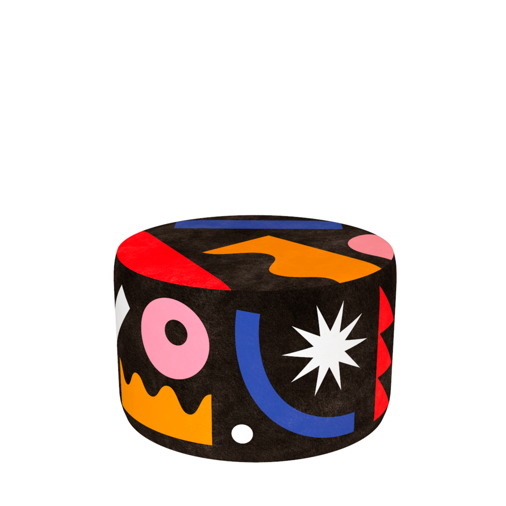 Qeeboo Pouf Oggian Landscape Black M