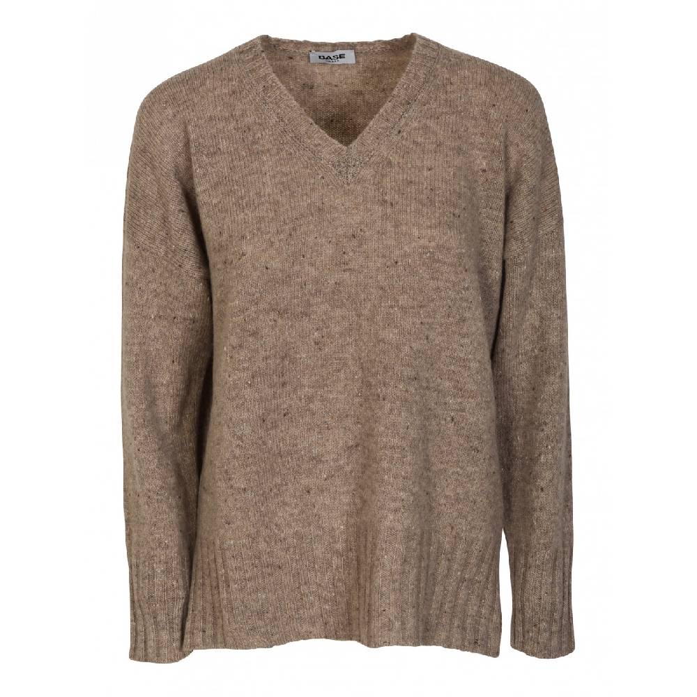 BASE Maglia scollo v melange