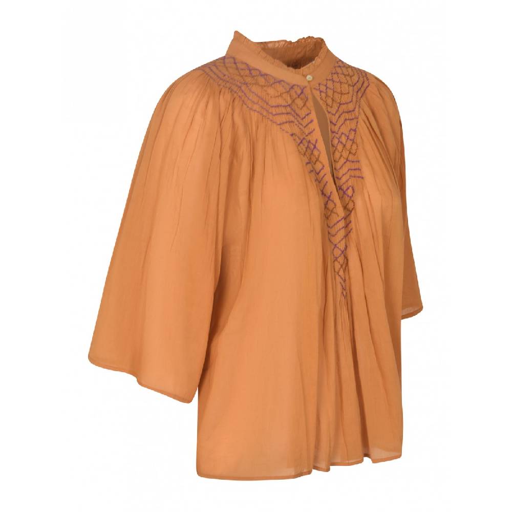 ANTIK BATIK Blusa Ampia Collo Aperto In Cotone Ricamato