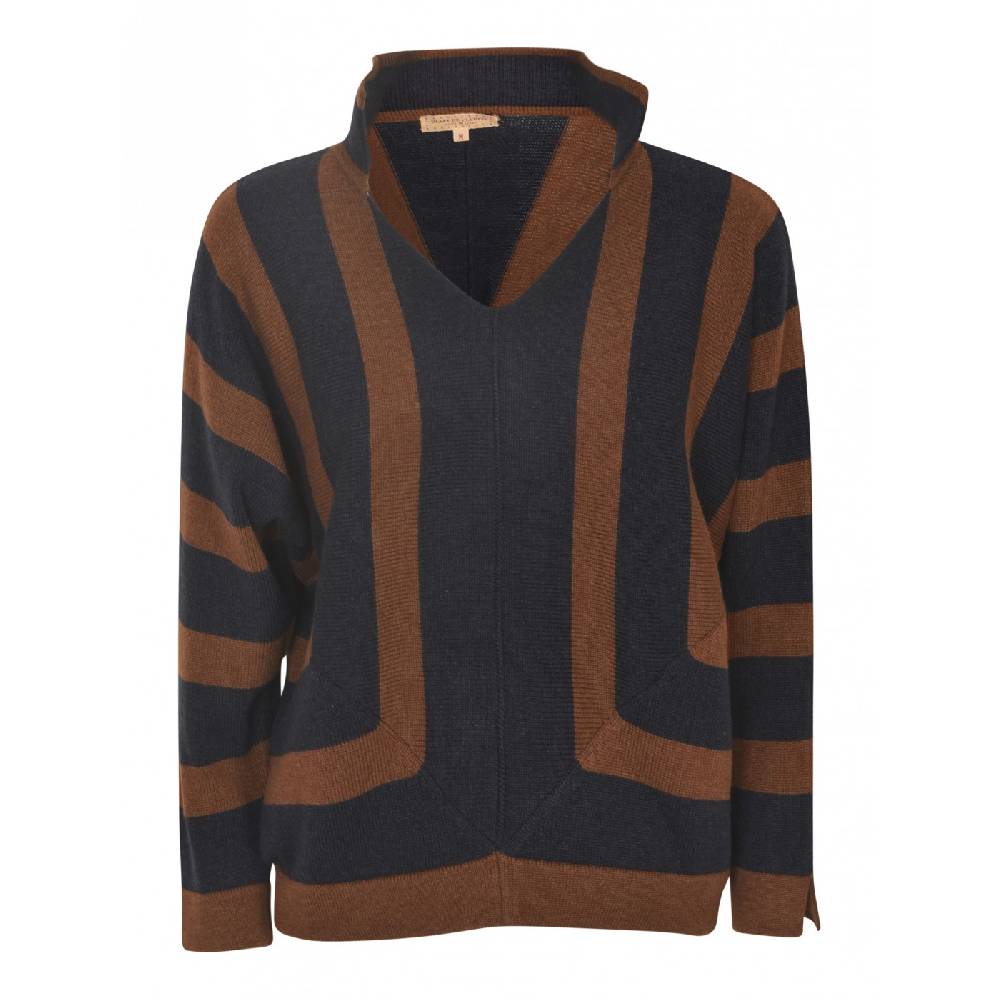 DE CLERCQ Maglia scollo v con collo fantasia