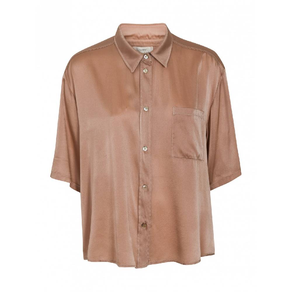 FORTE FORTE Camicia manica corta raso seta strech