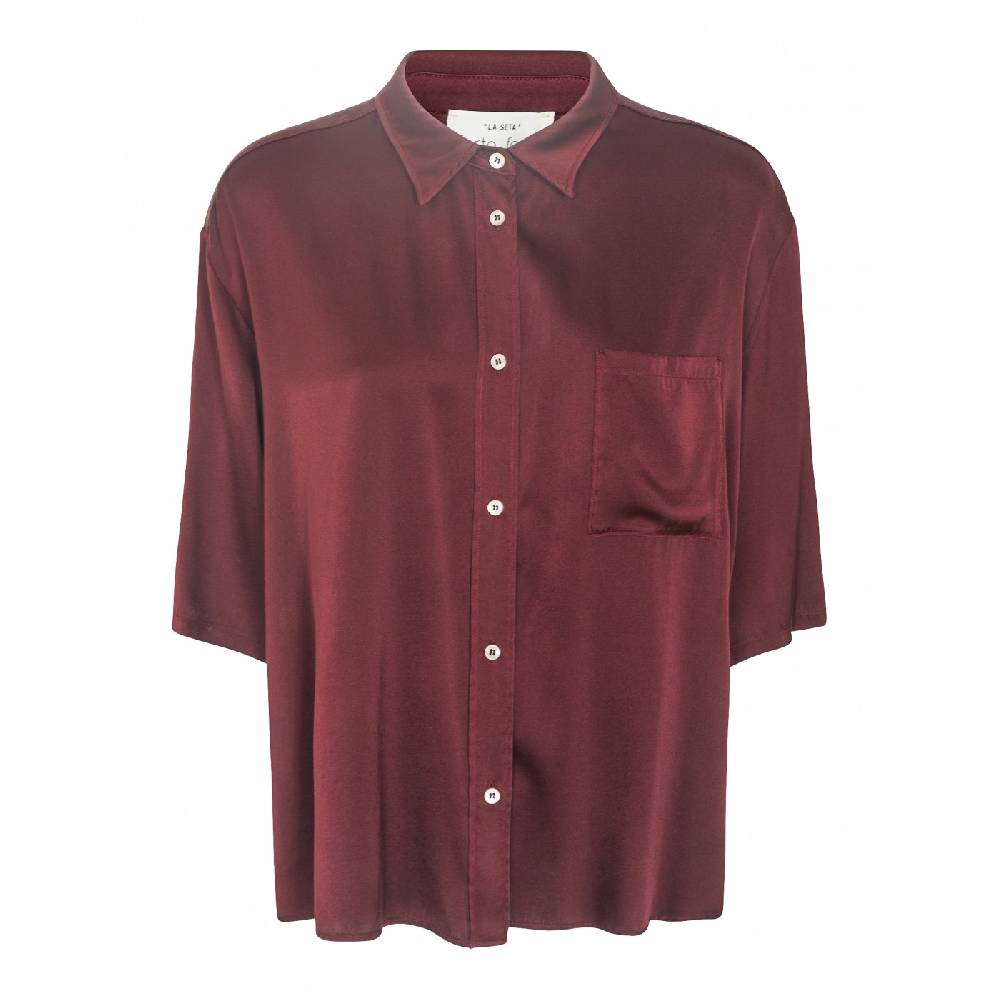 FORTE FORTE Camicia manica corta raso seta strech