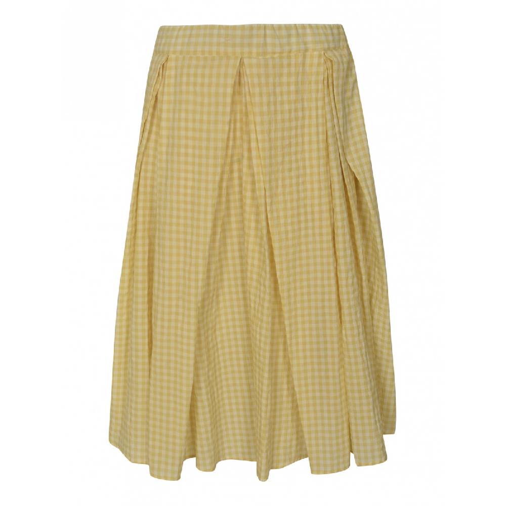 APUNTOB Gonna quadrretti elastico in vita con pieghe