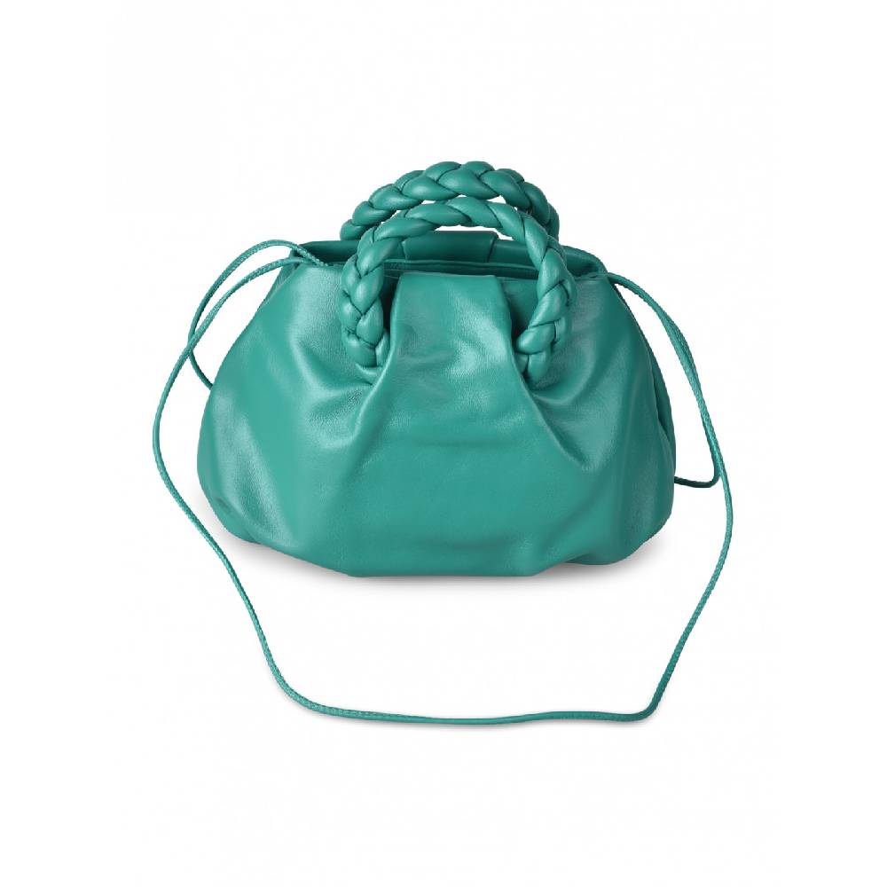 HEREU Bombon Braided Handle Pleated Crossbody