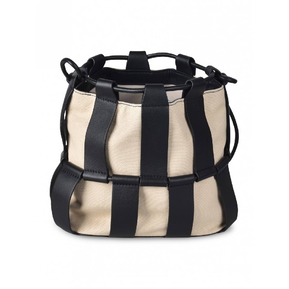 HEREU Lilinera Caged Leather And Canvas Shoulder Bag