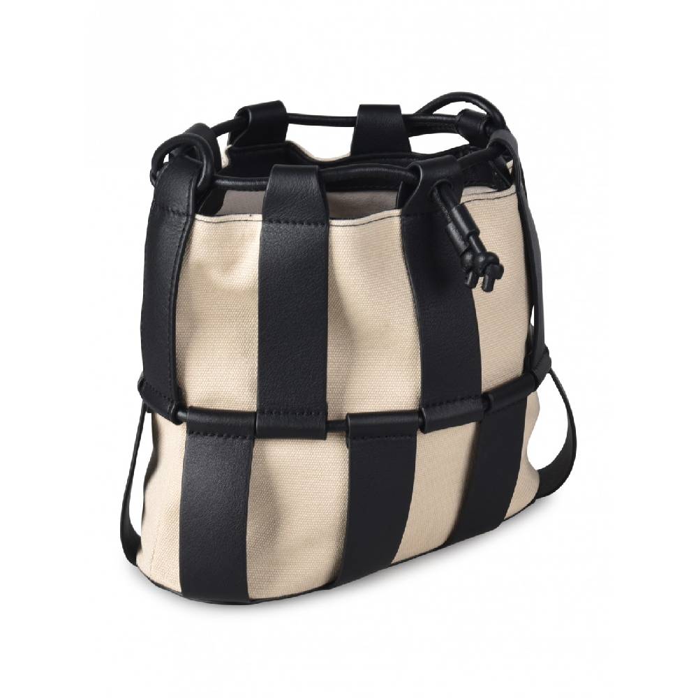 HEREU Lilinera Caged Leather And Canvas Shoulder Bag