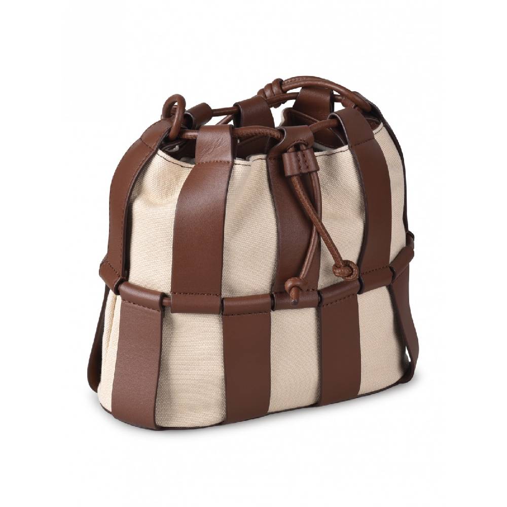 HEREU Lilinera Caged Leather And Canvas Shoulder Bag