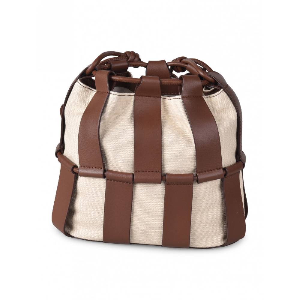 HEREU Lilinera caged leather and canvas shoulder bag