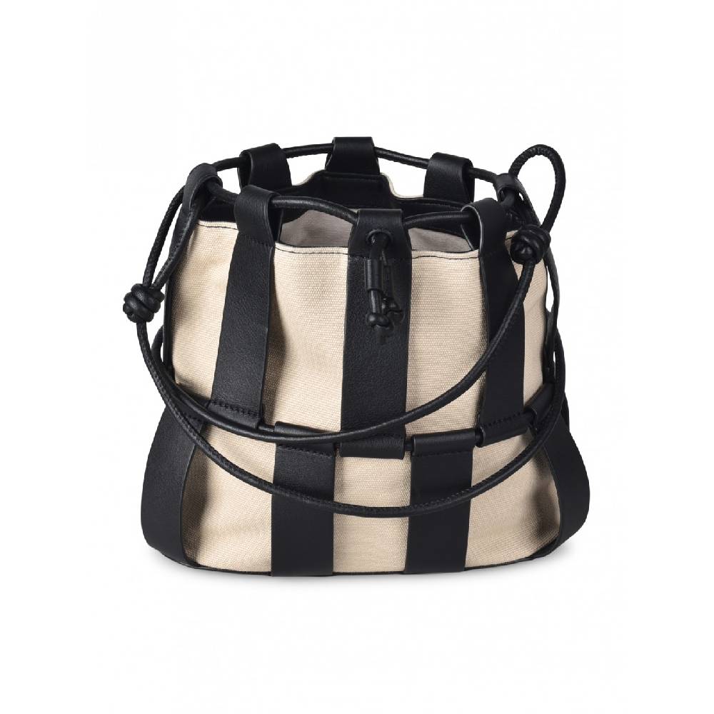 HEREU Lilinera caged leather and canvas shoulder bag