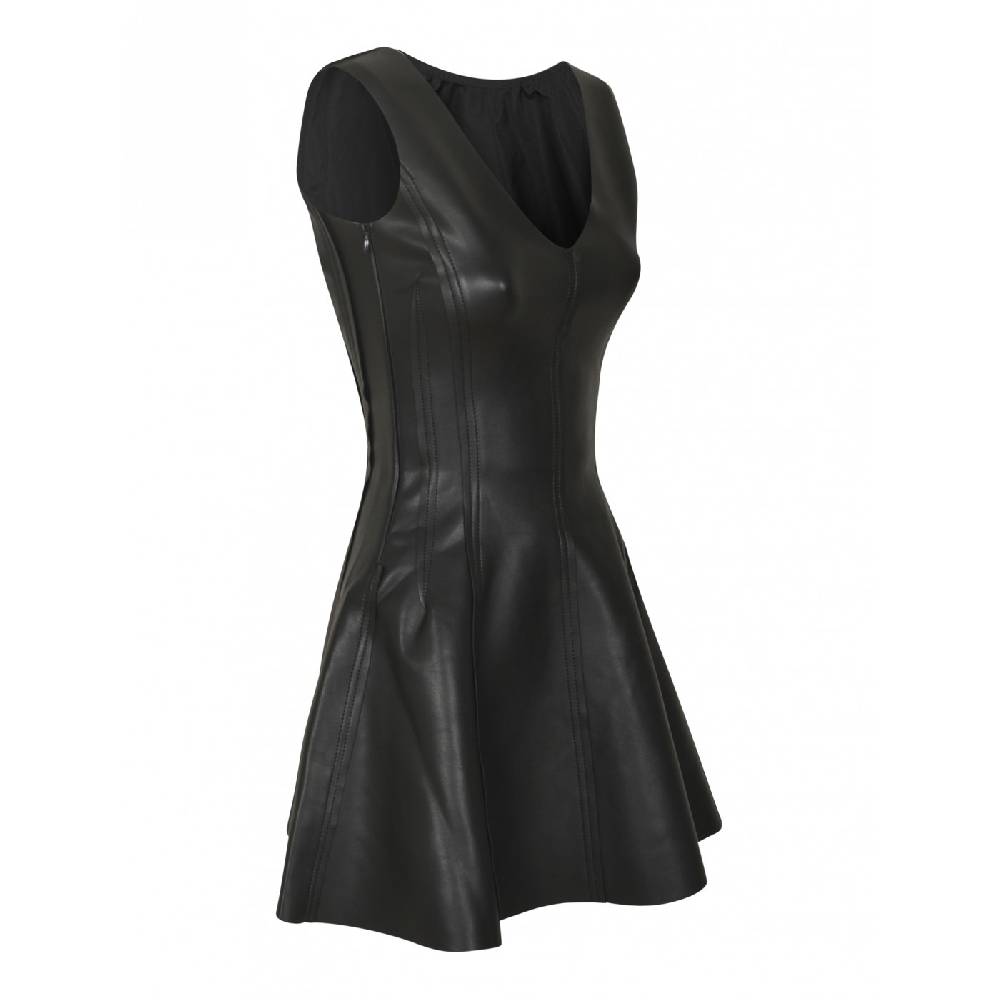 NORMA KAMALI Abito Spalla Larga Ecopelle