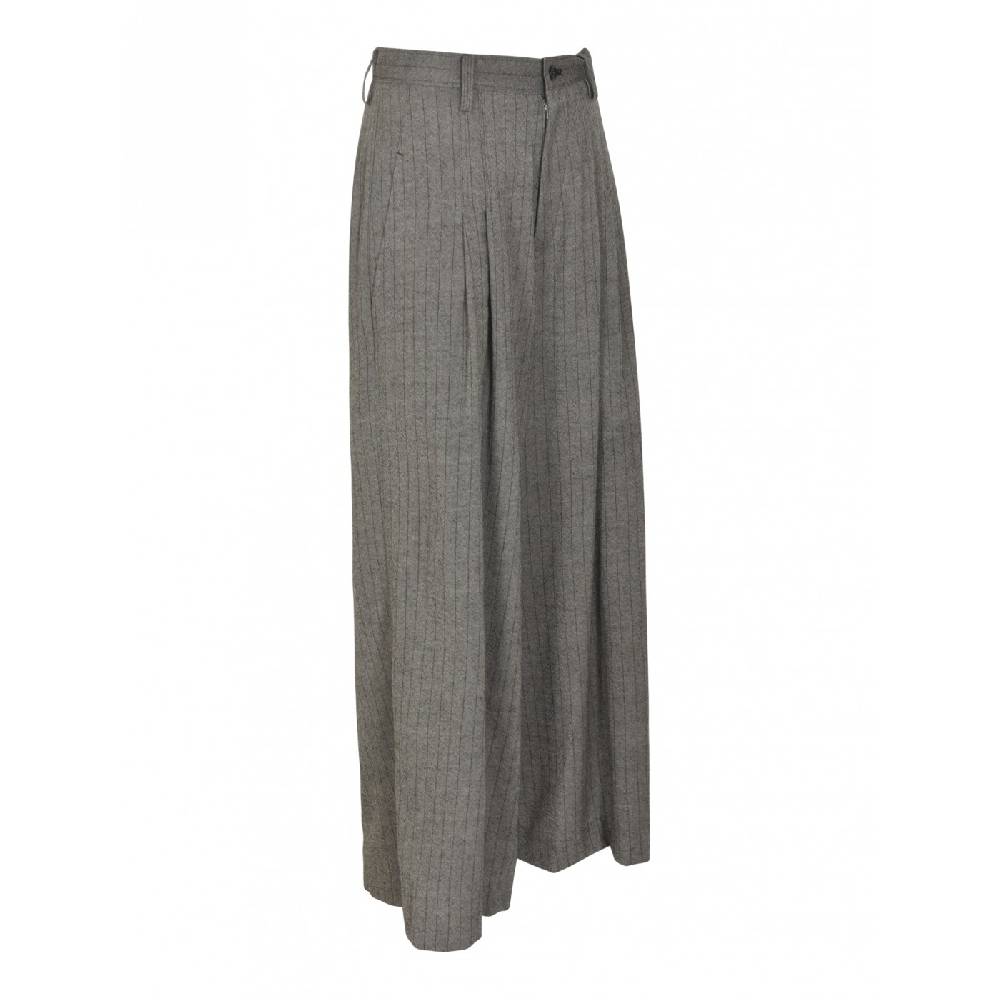 Y'S YOHJI YAMAMOTO Pantaloni Gessati Con Pences Gamba Larga