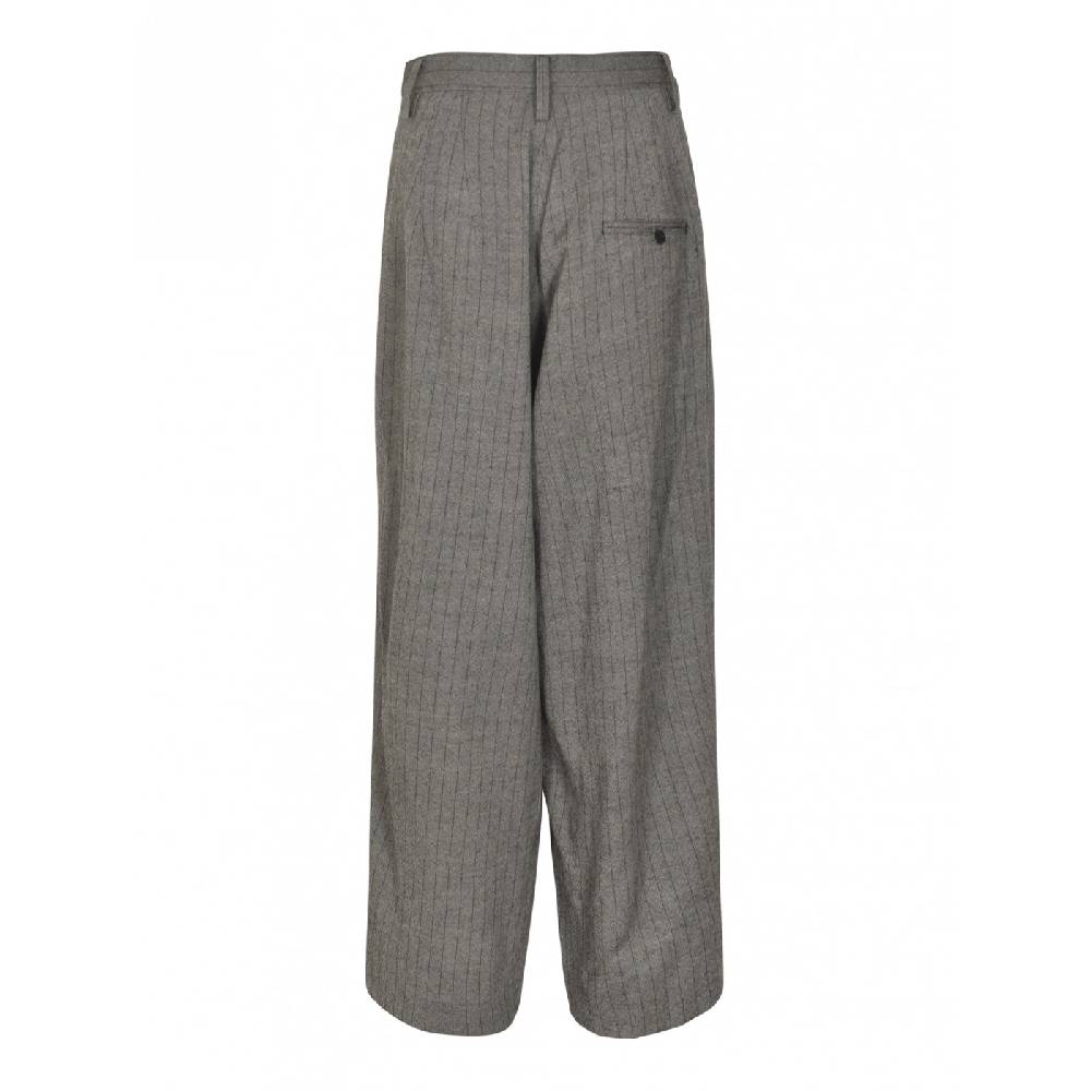 Y'S YOHJI YAMAMOTO Pantaloni Gessati Con Pences Gamba Larga