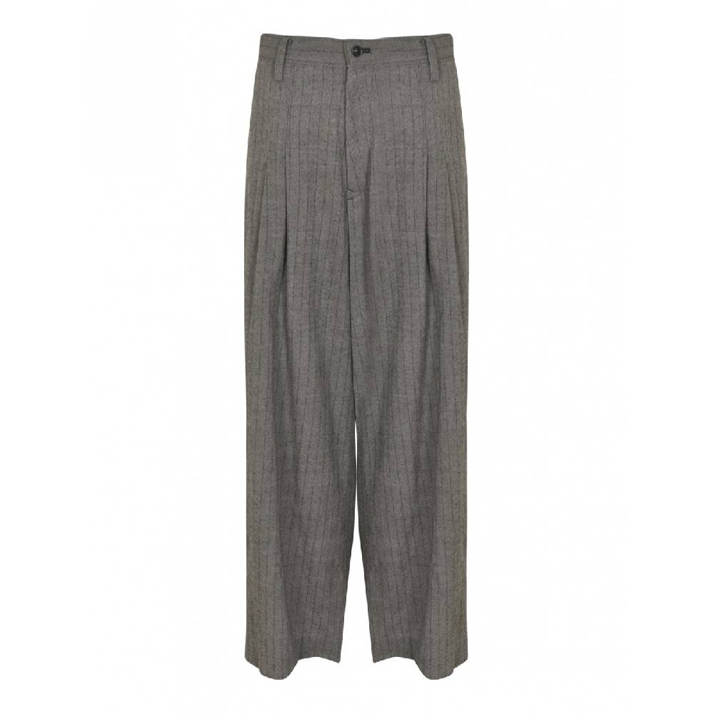 Y'S YOHJI YAMAMOTO Pantaloni gessati con pences gamba larga