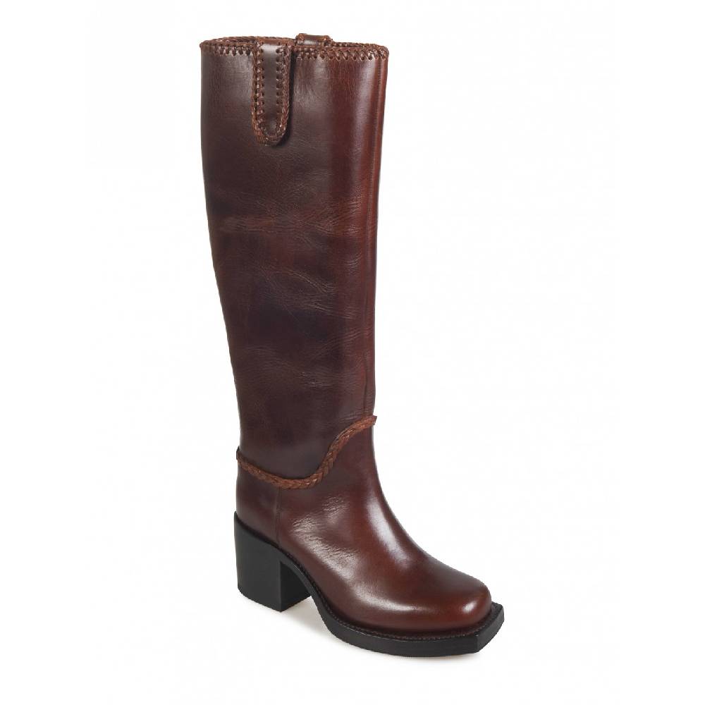 HEREU Stivale Al Ginocchio Con Tacco E Dettaglio Intrecciato