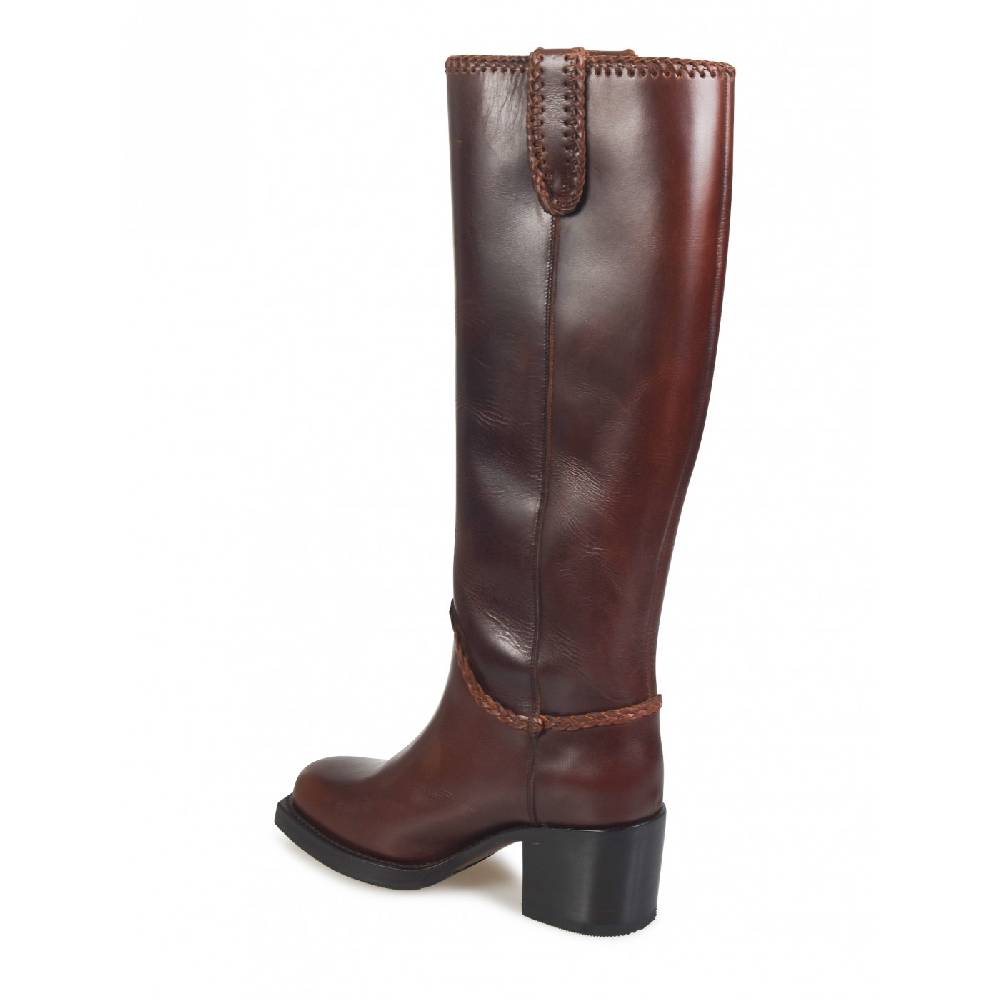 HEREU Stivale Al Ginocchio Con Tacco E Dettaglio Intrecciato