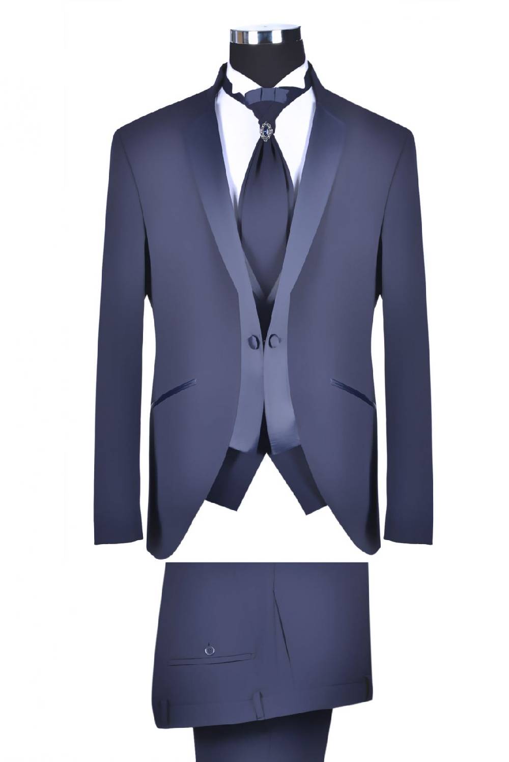 Baggi Abito alla coreana da sposo blu navy baggi cerimonia