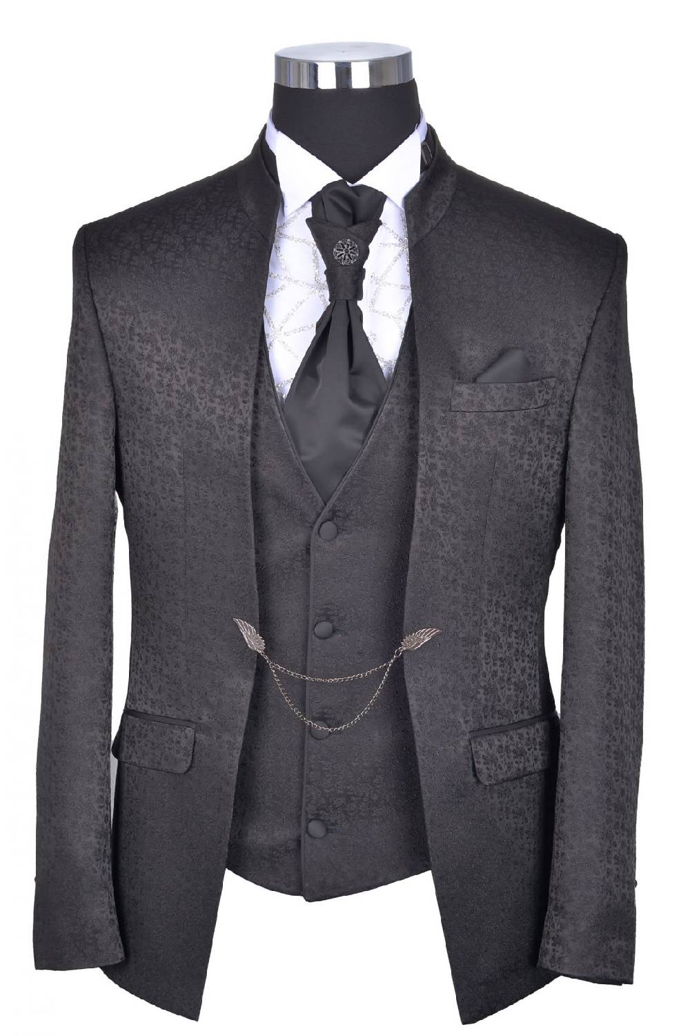 Baggi Abito Baggi Modello Alla Coreana Damascato Slim Fit