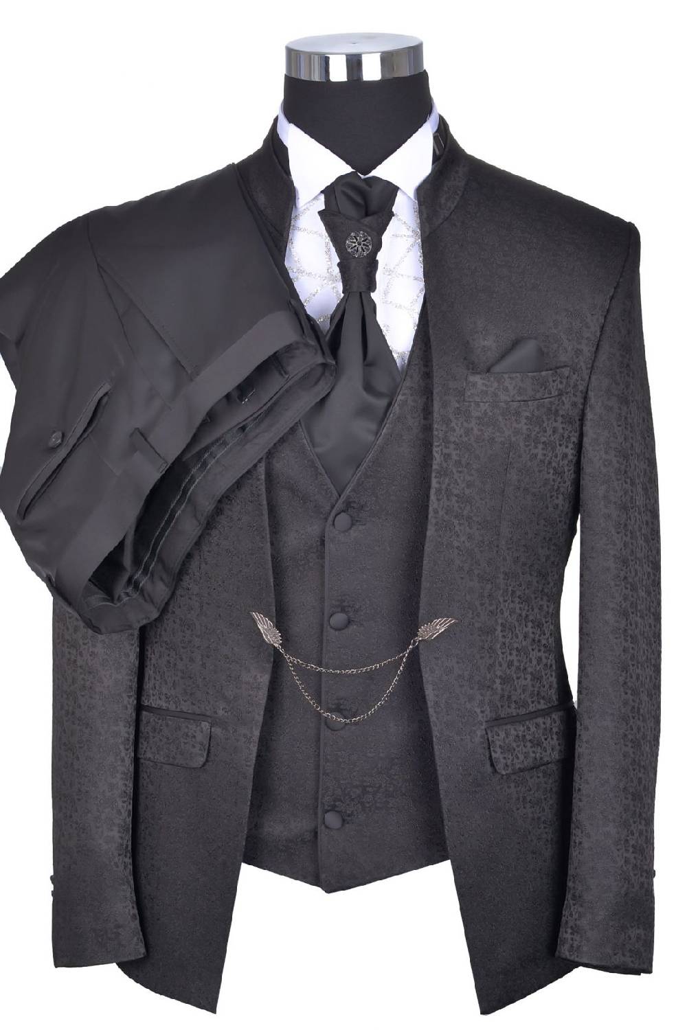 Baggi Abito Baggi Modello Alla Coreana Damascato Slim Fit