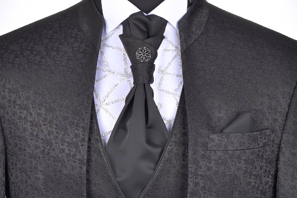 Baggi Abito Baggi Modello Alla Coreana Damascato Slim Fit