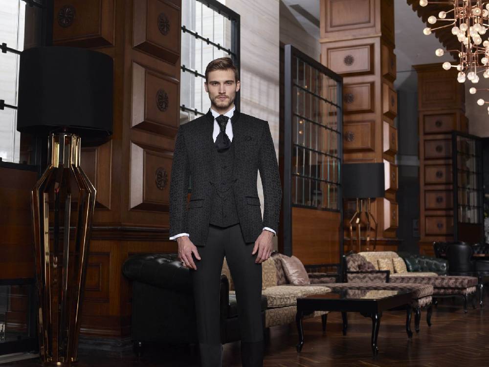 Baggi Abito baggi modello alla coreana damascato slim fit