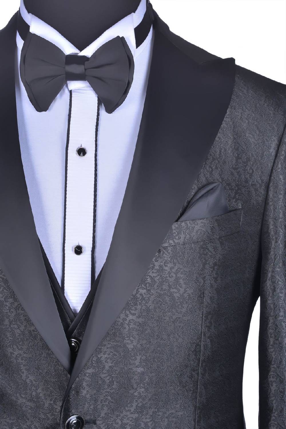 Baggi Abito Baggi Nero Damascato Con Petto A Lancia