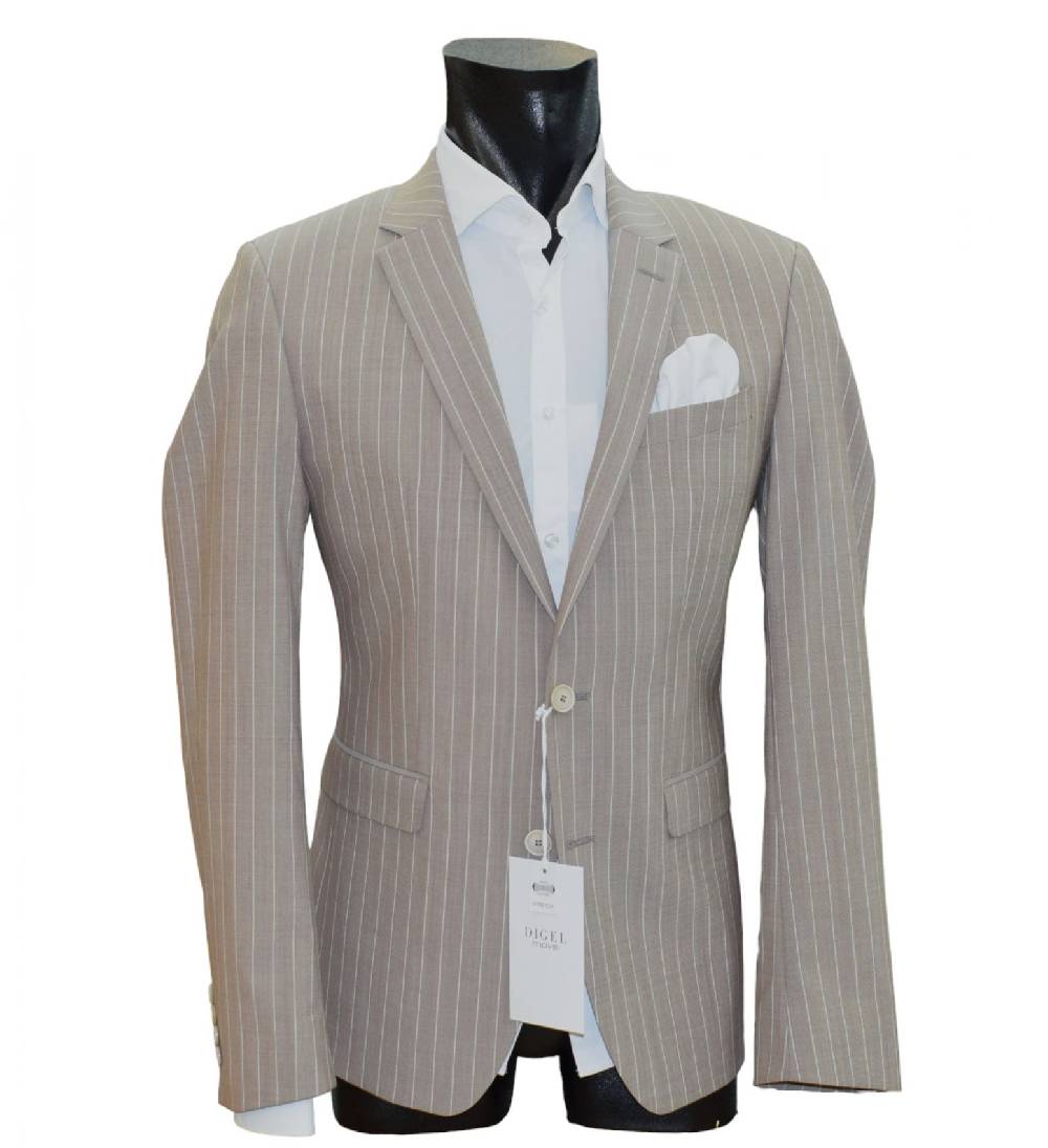 Digel Move Abito Beige Gessato Digel In Lana Marzotto Extra Slim Fit