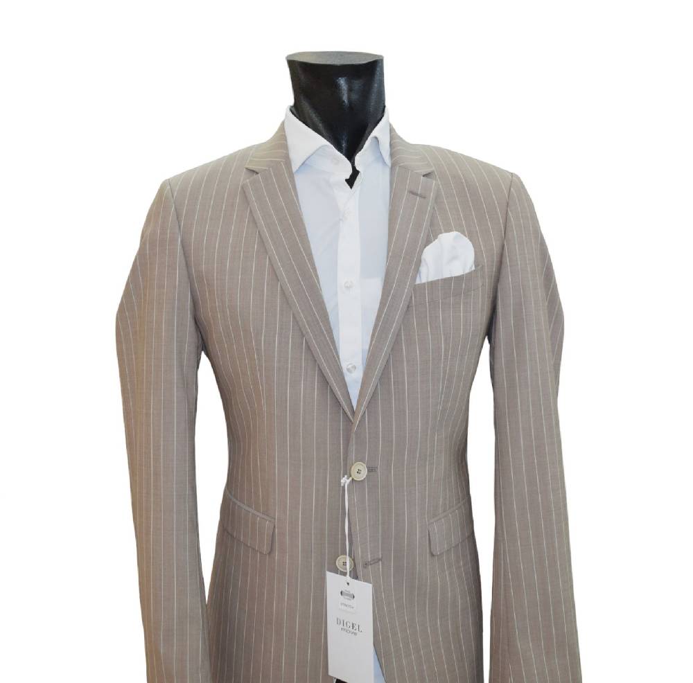 Digel Move Abito Beige Gessato Digel In Lana Marzotto Extra Slim Fit