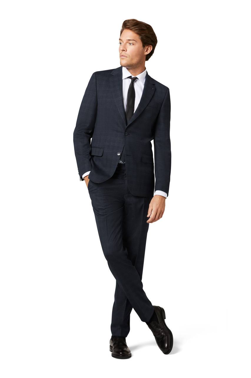 Digel Abito blu a quadri digel drop sei modern fit lana stretch