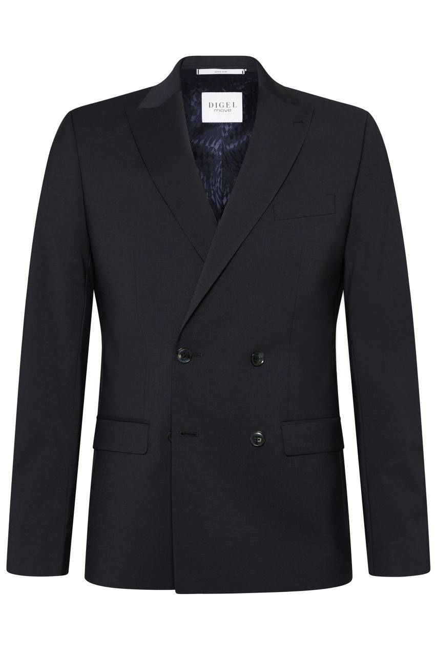 Digel Abito Blu Digel Slim Fit Doppiopetto Misto Lana Bi-stretch