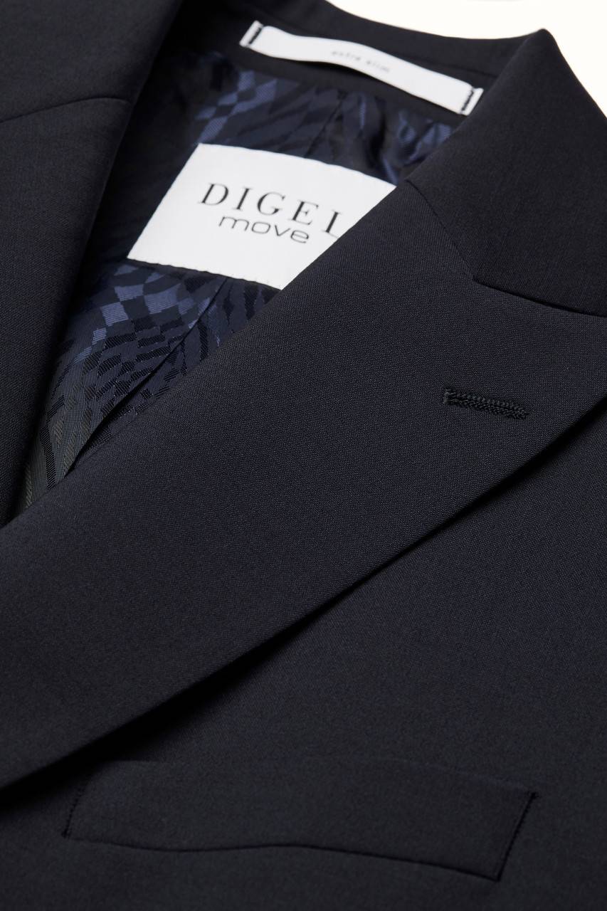 Digel Abito Blu Digel Slim Fit Doppiopetto Misto Lana Bi-stretch