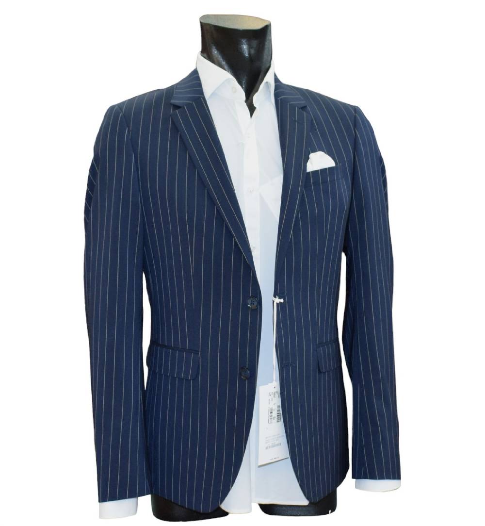 Digel Move Abito Blu Gessato Digel In Lana Marzotto Extra Slim Fit