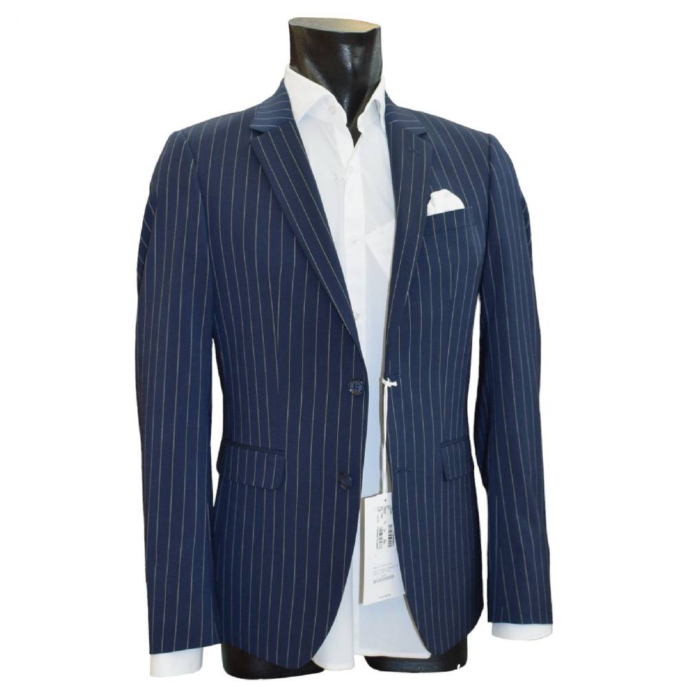 Digel Move Abito blu gessato digel in lana marzotto extra slim fit