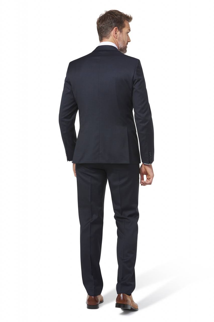 Digel Abito Blu Micro Disegno Digel Drop Quattro Corto In Lana Reda Super 110's