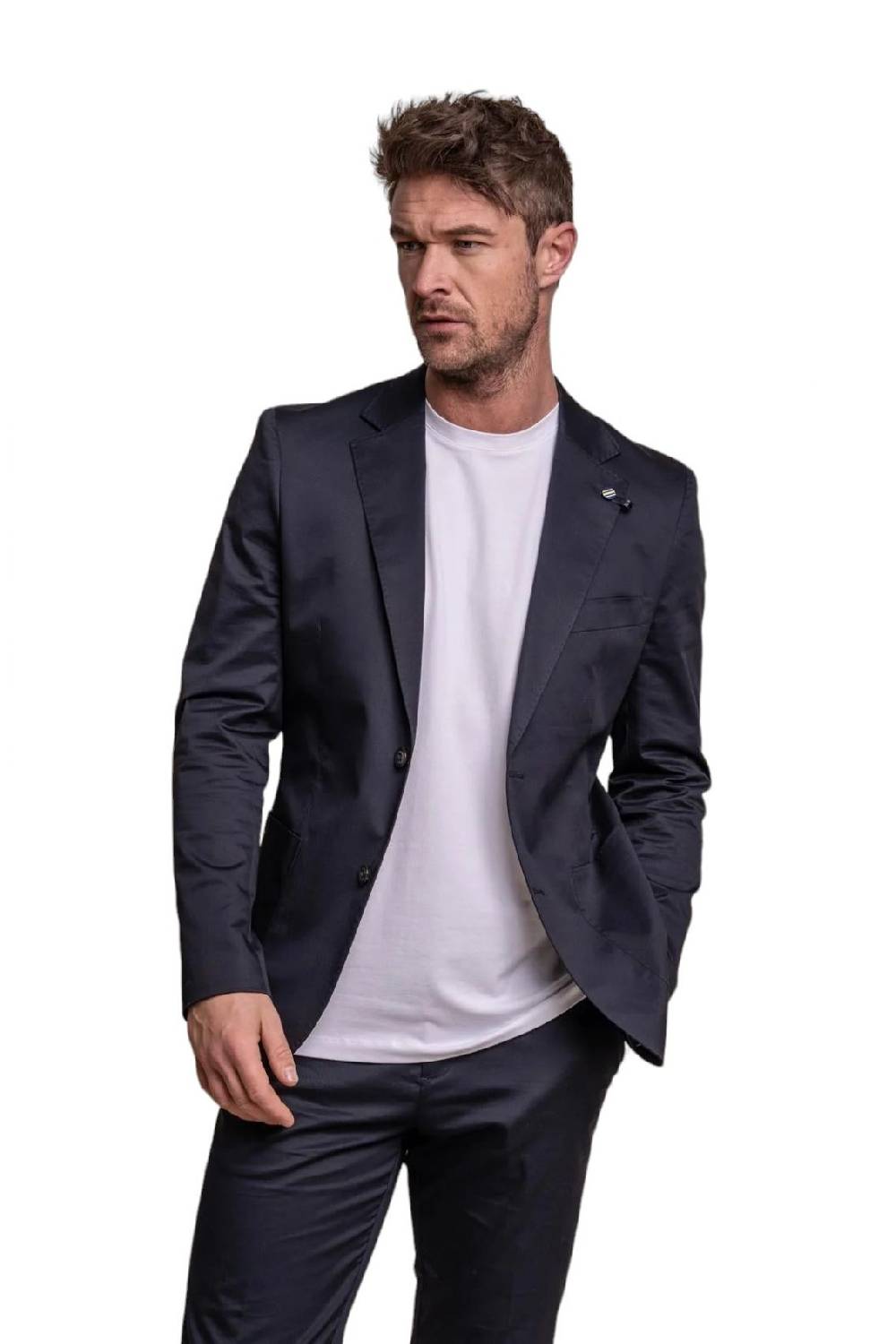 House Of Cavani Abito Blu Navy Cavani In Cotone Stretch Sfoderato