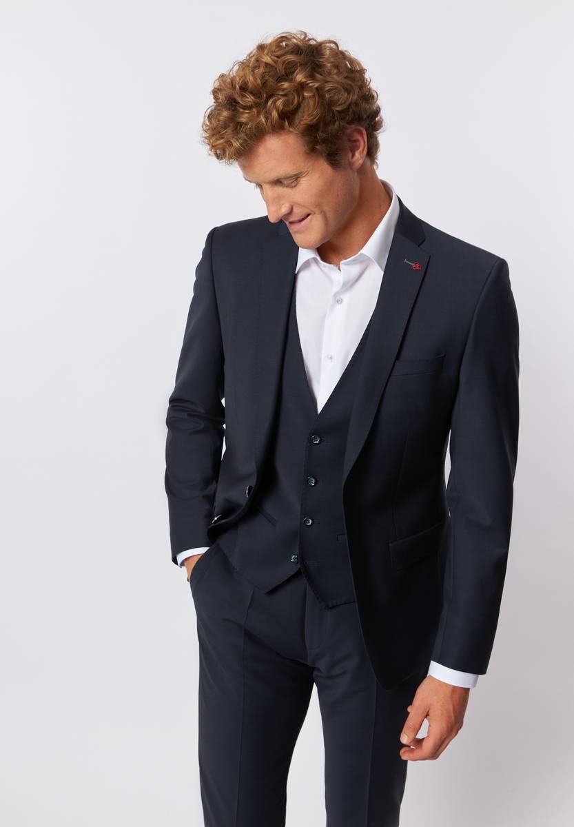Roy Robson Abito Blu Scuro Slim Fit Con Gilet Roy Robson In Lana Stretch