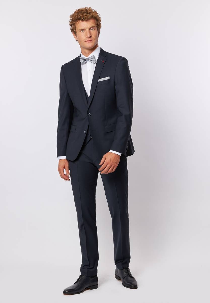 Roy Robson Abito blu scuro slim fit con gilet roy robson in lana stretch