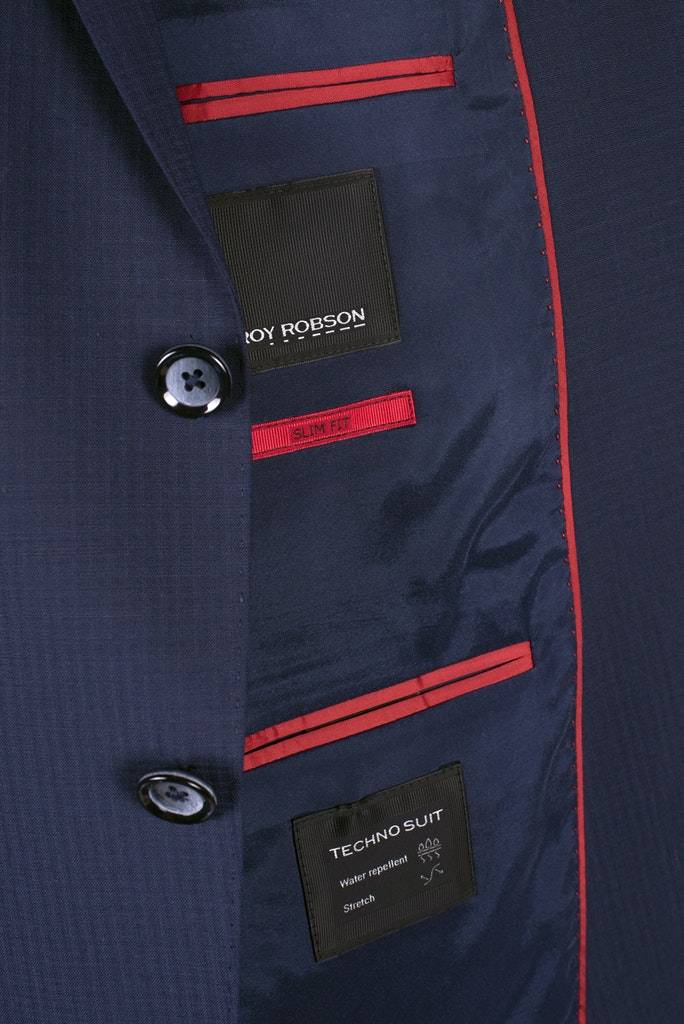 Roy Robson Abito Blu Slim Fit Con Gilet Roy Robson Lana Tessuto Techno