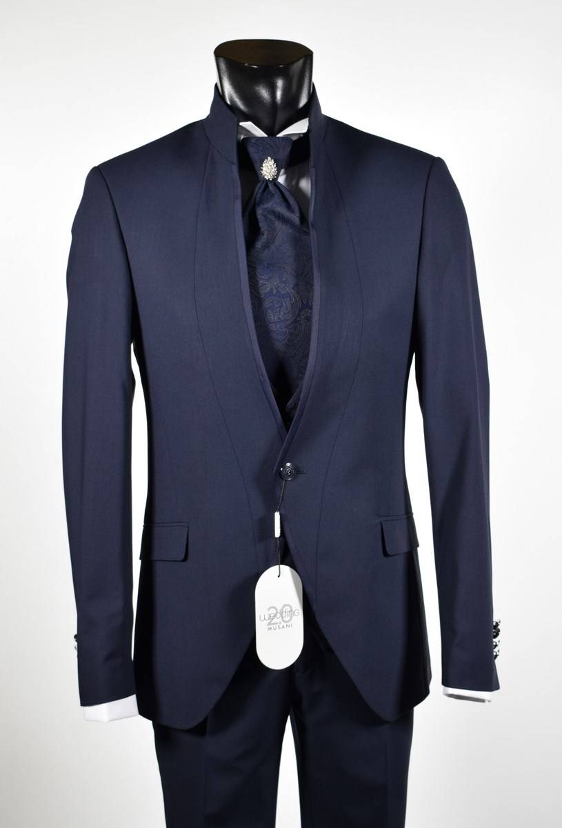 Musani Milano Cerimonia Abito Blu Slim Fit Musani Milano Modello Alla Coreana