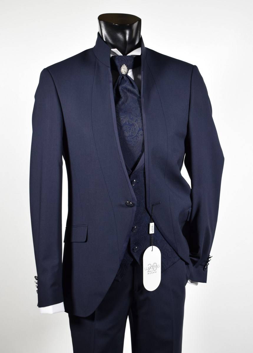 Musani Milano Cerimonia Abito Blu Slim Fit Musani Milano Modello Alla Coreana
