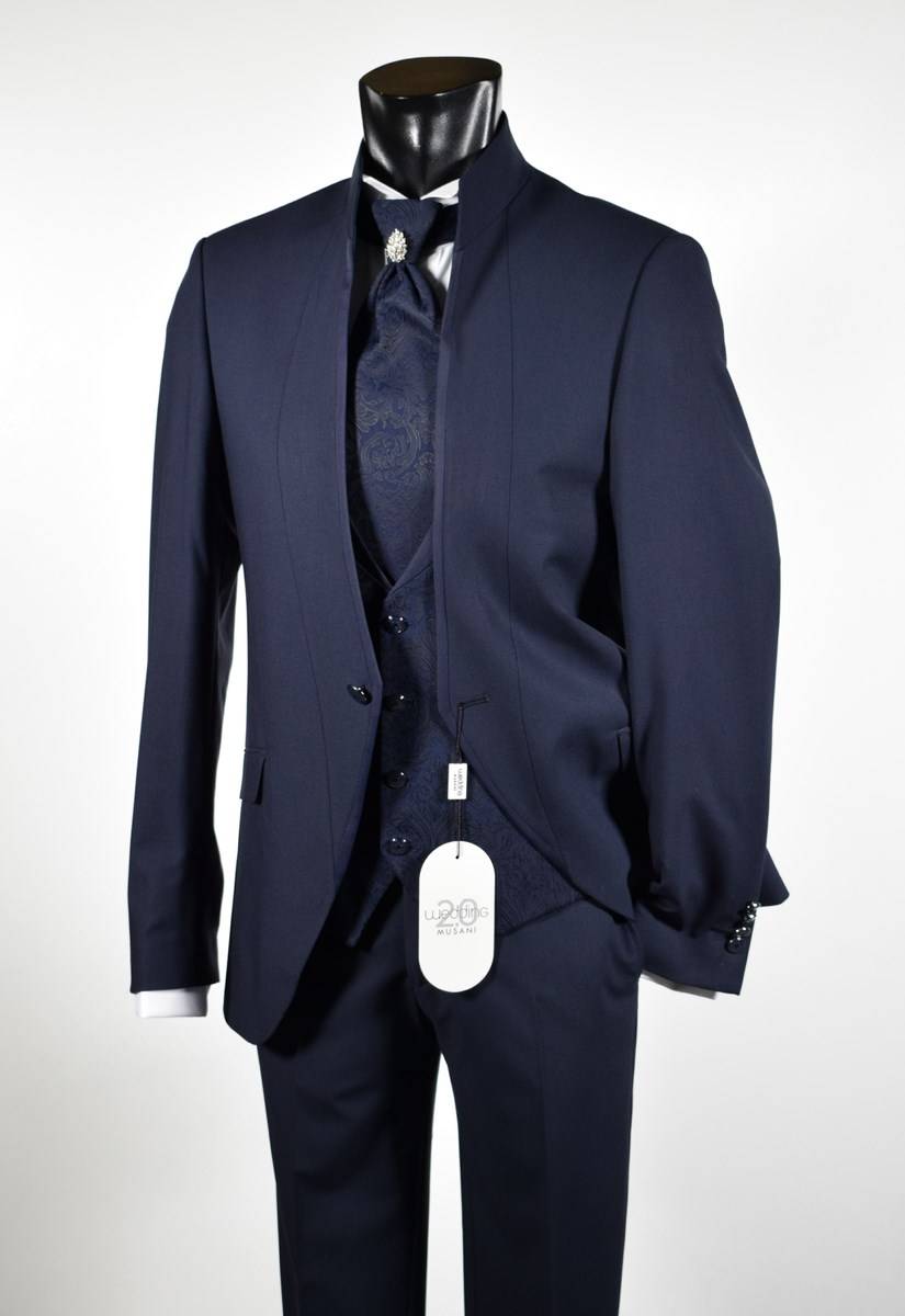 Musani Milano Cerimonia Abito Blu Slim Fit Musani Milano Modello Alla Coreana