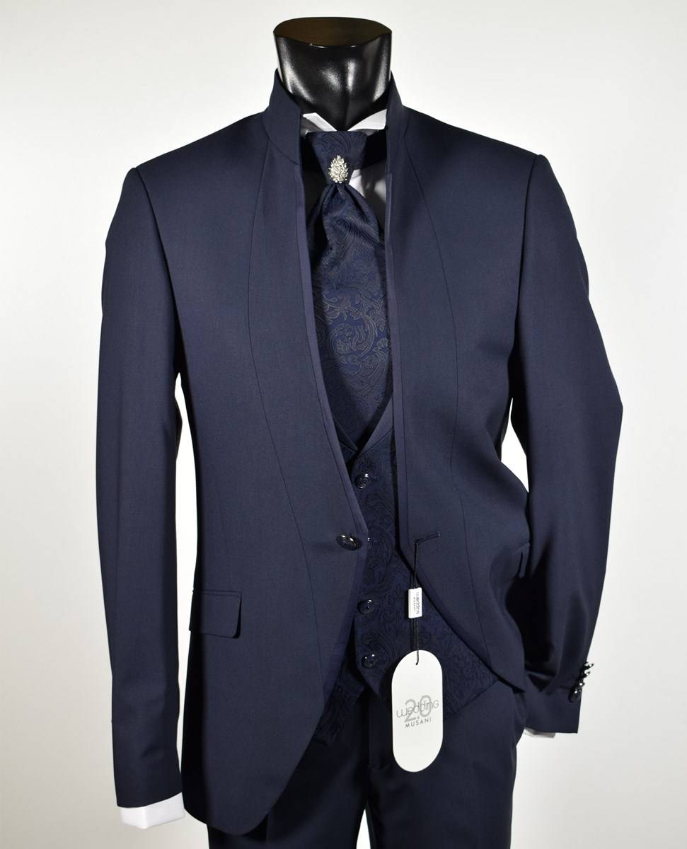 Musani Milano Cerimonia Abito blu slim fit musani milano modello alla coreana