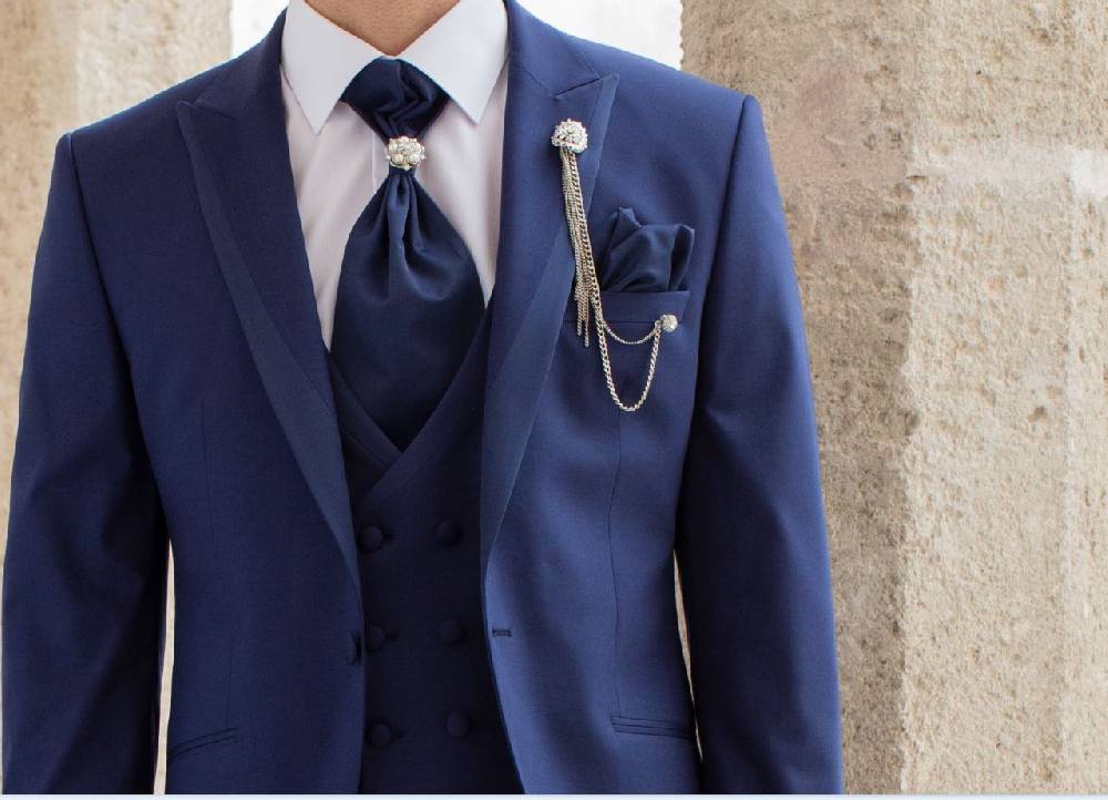 Musani Milano Cerimonia Abito Bluette Slim Fit Musani Cerimonia Completo Di Panciotto Cravatta Camicia