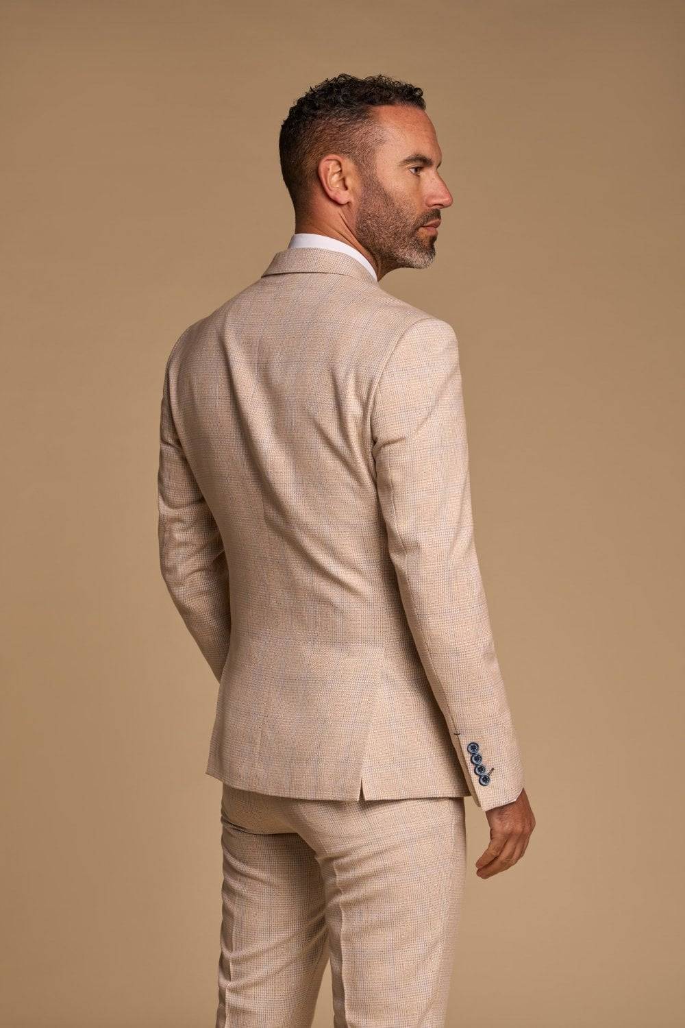 House Of Cavani Abito Cavani Doppiopetto Beige A Quadri Slim Fit