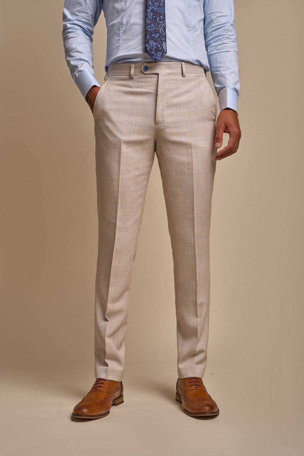 House Of Cavani Abito Cavani Doppiopetto Beige A Quadri Slim Fit