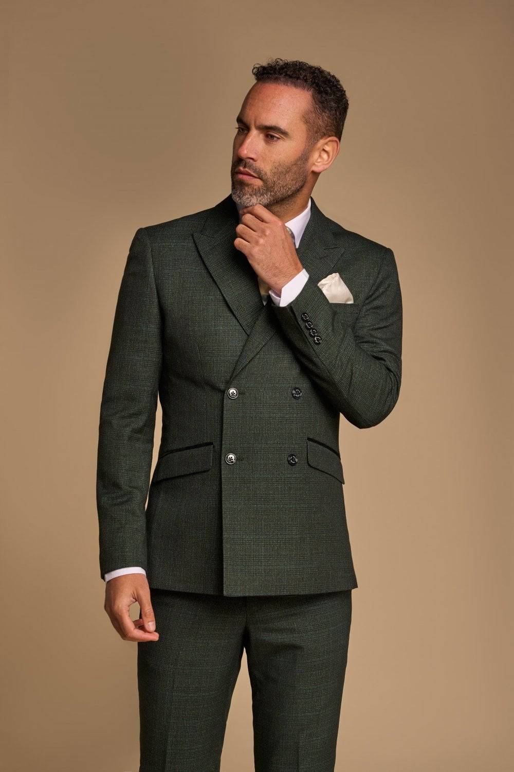 House of Cavani Abito cavani doppiopetto verde a quadri slim fit