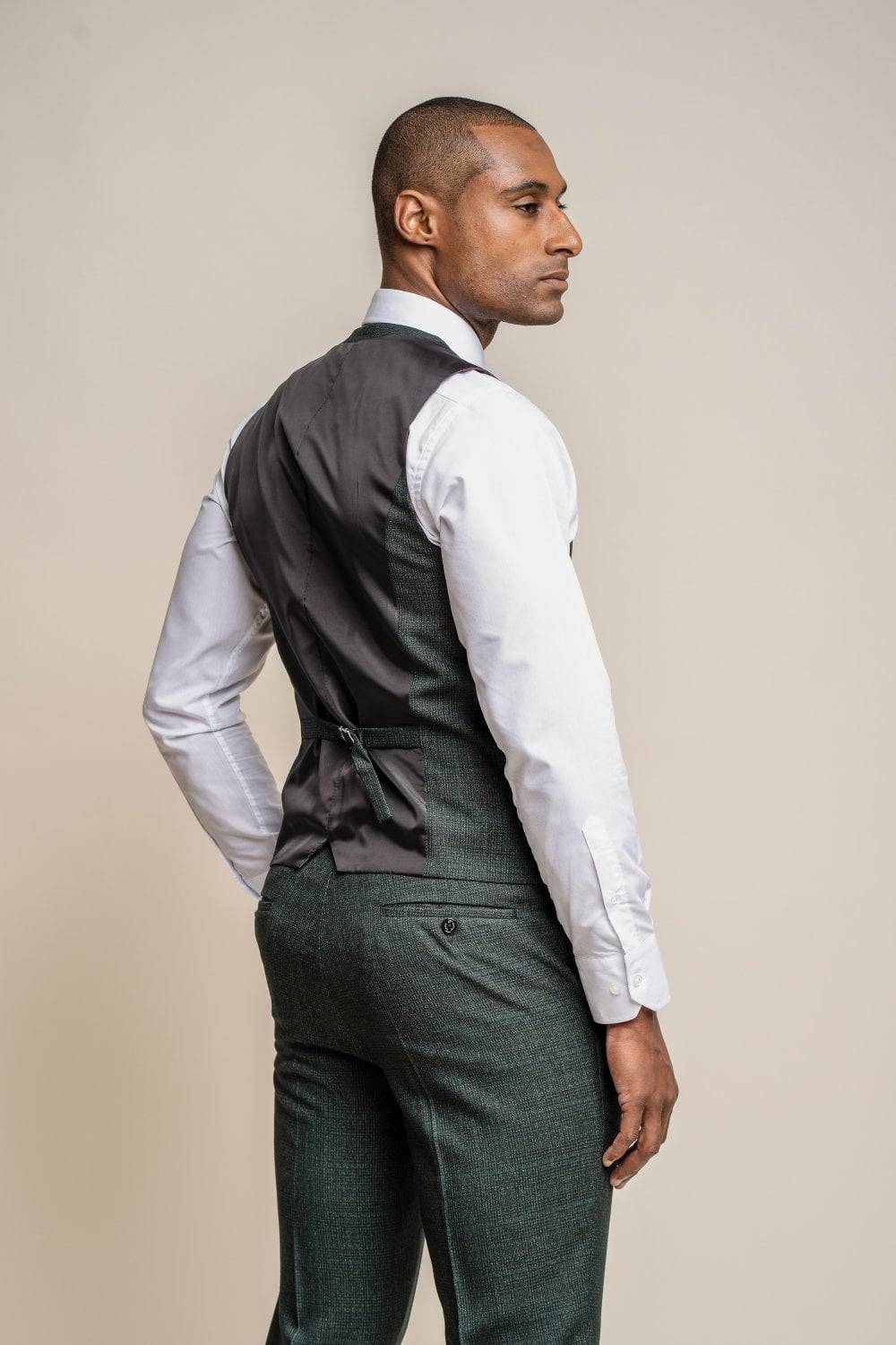 House Of Cavani Abito Cavani Verde A Quadri In Tweed Con Panciotto