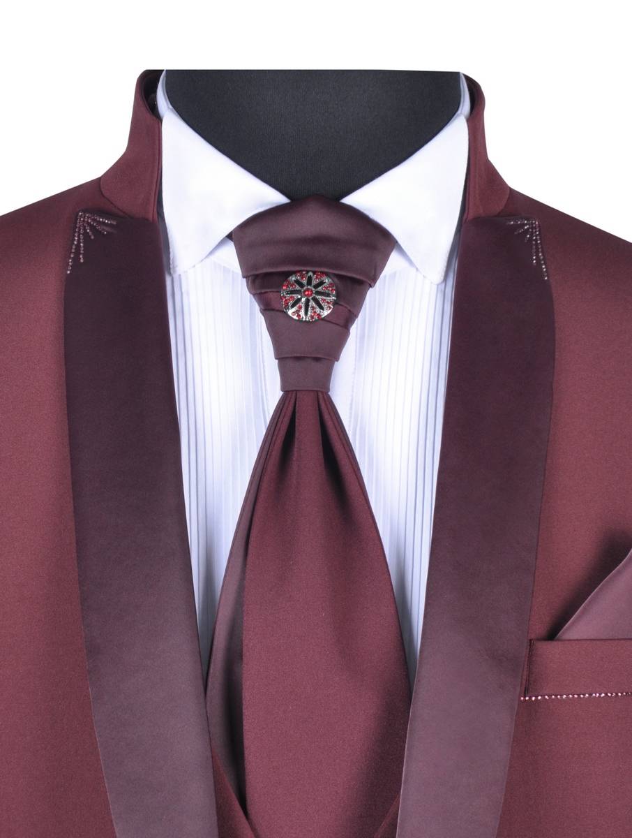 Baggi Abito Da Sposo Baggi Cerimonia Borgogna Slim Fit